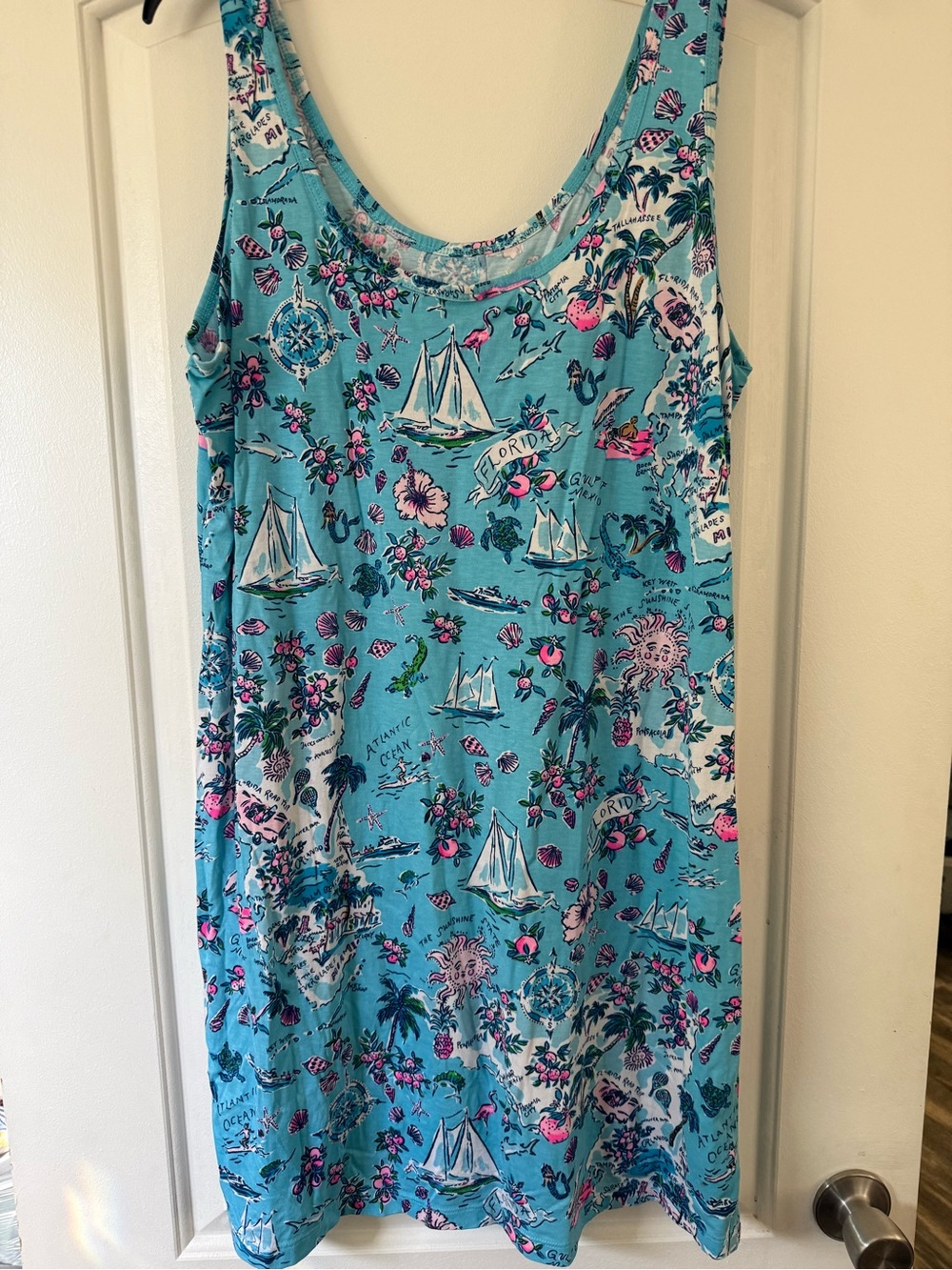 Lilly Pulitzer Amalfi Blue Newberri Lilly’s Roadtrip Dress Sz XL EUC